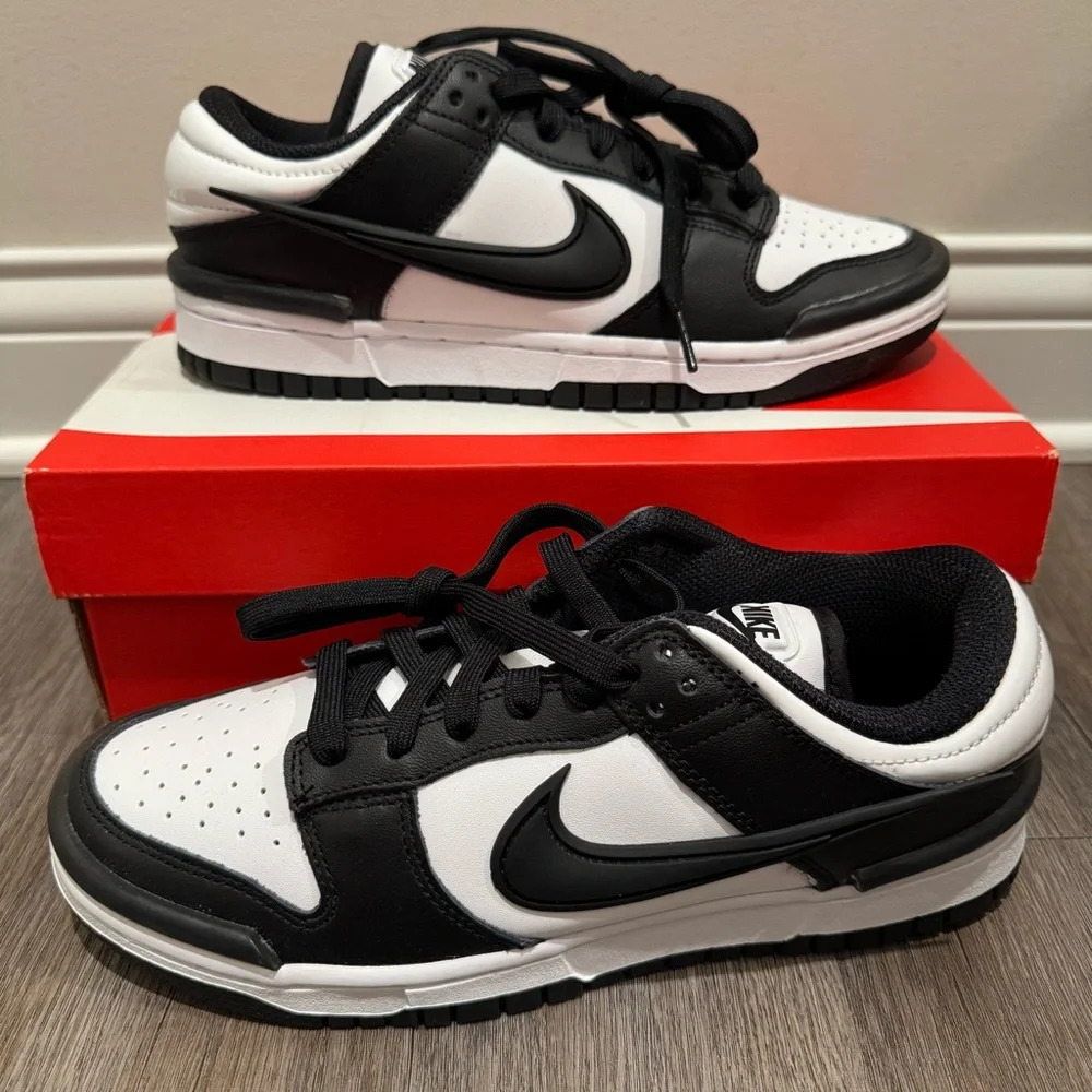 Nike Dunk Low Twist Black White Panda Leather Sneakers